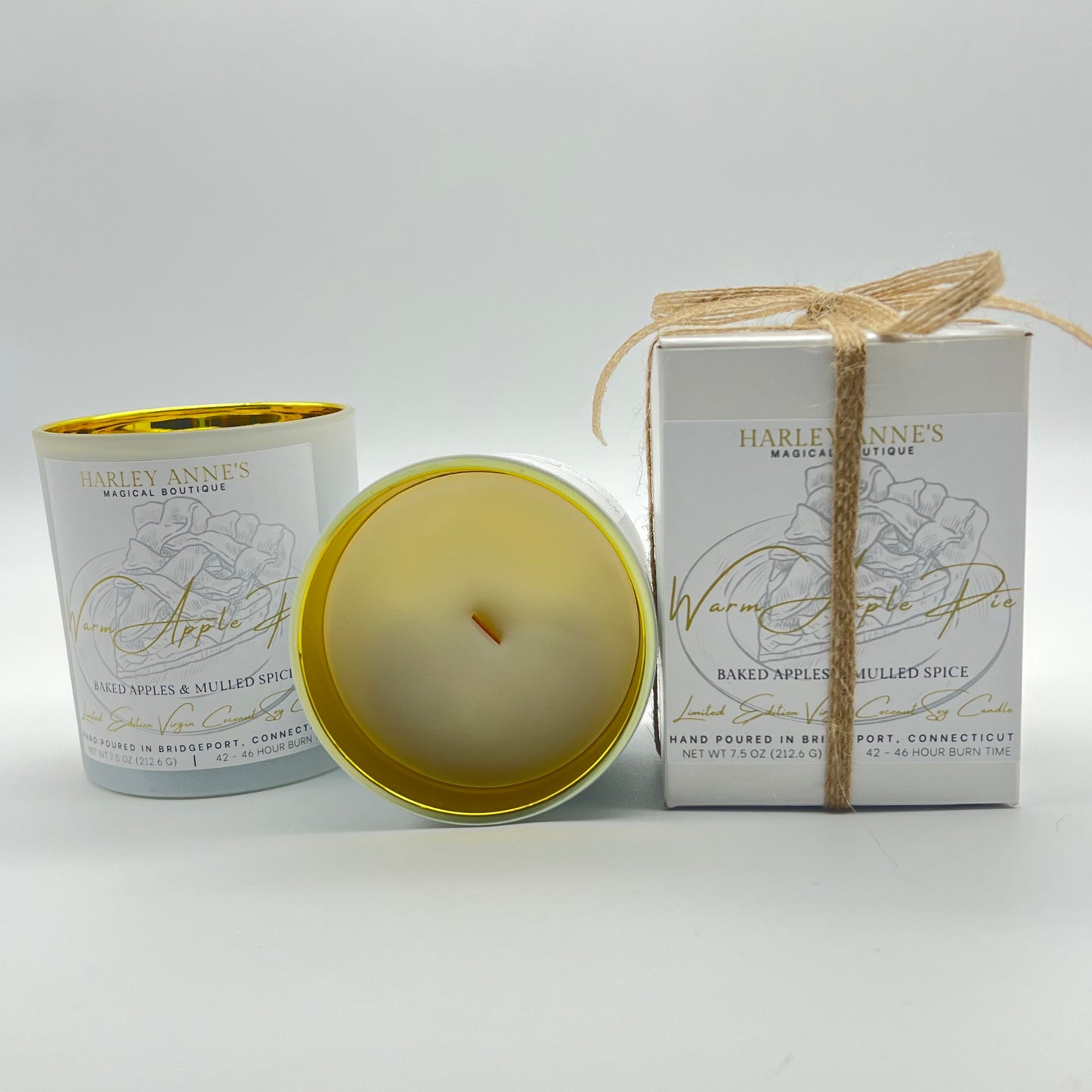 Warm Apple Pie 7.5 Ounce Virgin Coconut Soy Limited Edition Fall Candle