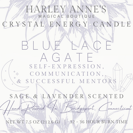 Blue Lace Agate Crystal Energy Candle